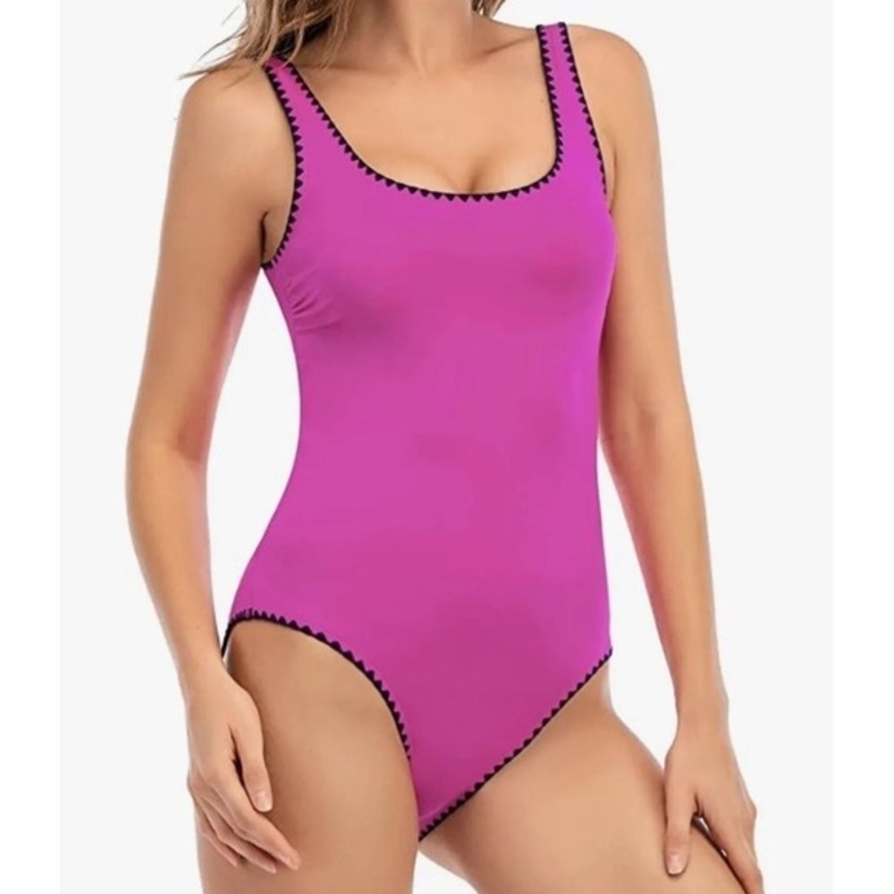 Lucky Brand Shell Stitch Pink One Piece Womens Swimsuit